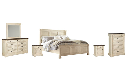 Bolanburg  Panel Bed With Mirrored Dresser, Chest And 2 Nightstands