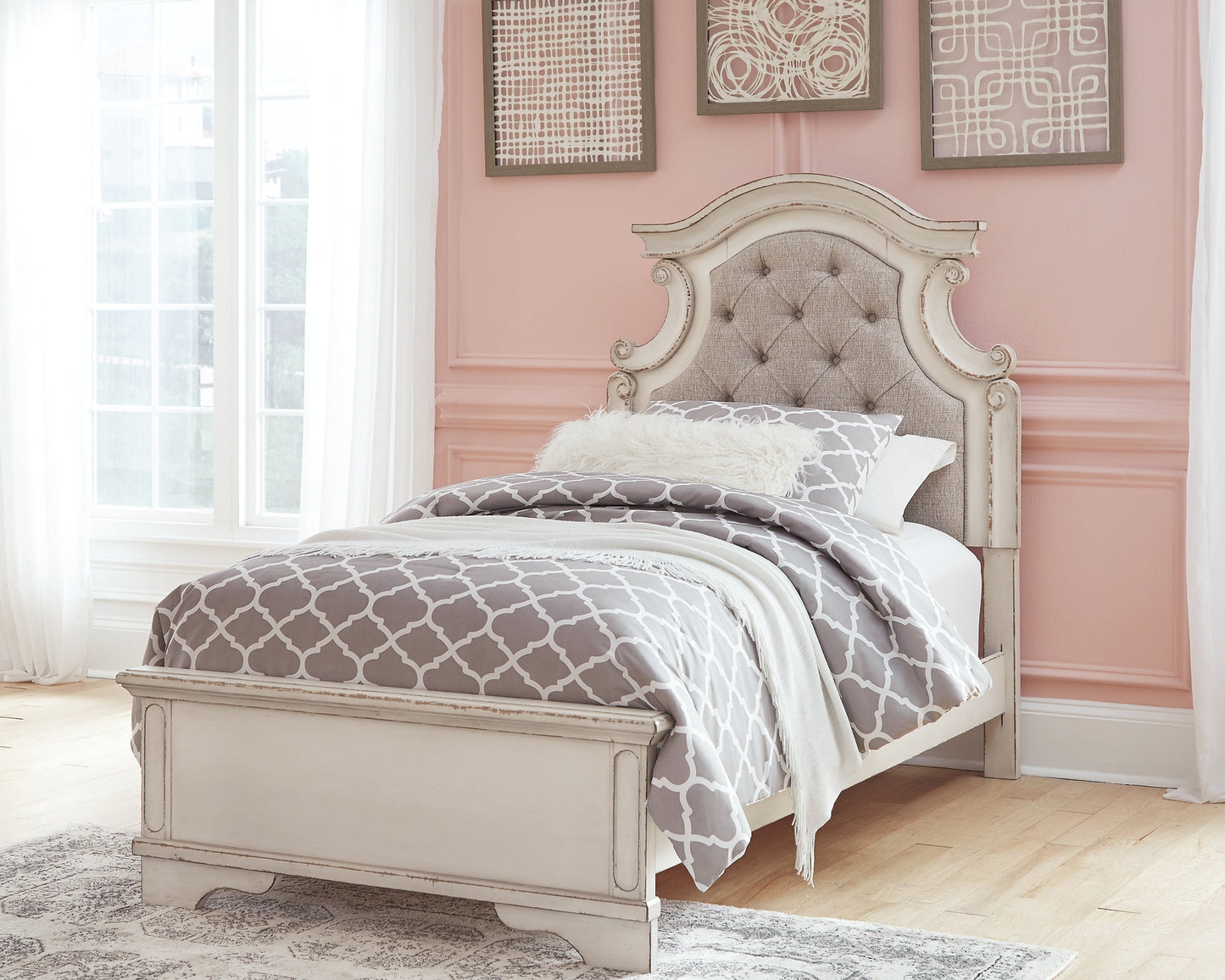 Realyn  Panel Bed With Mirrored Dresser