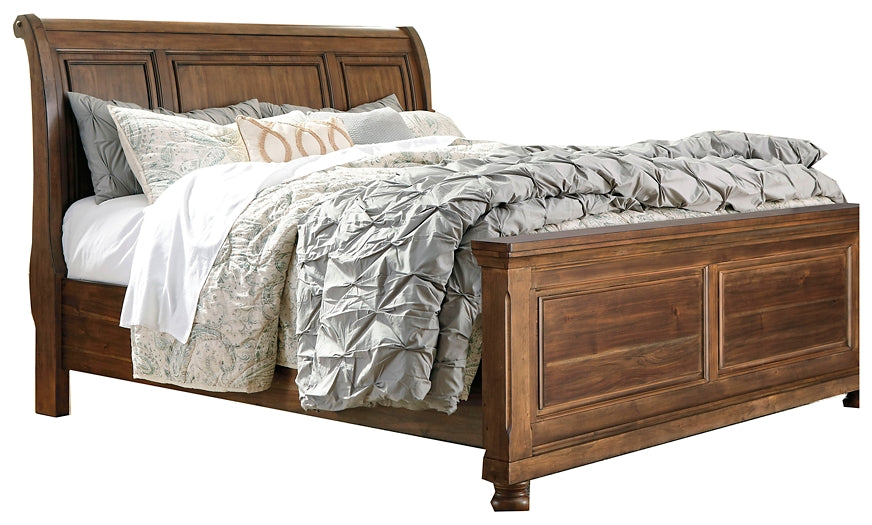 Flynnter  Panel Bed With 2 Storage Drawers With Mirrored Dresser, Chest And Nightstand