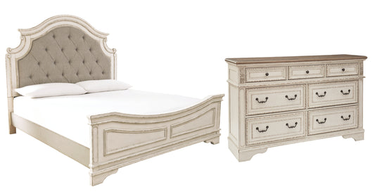 Realyn California  Upholstered Panel Bed With Dresser