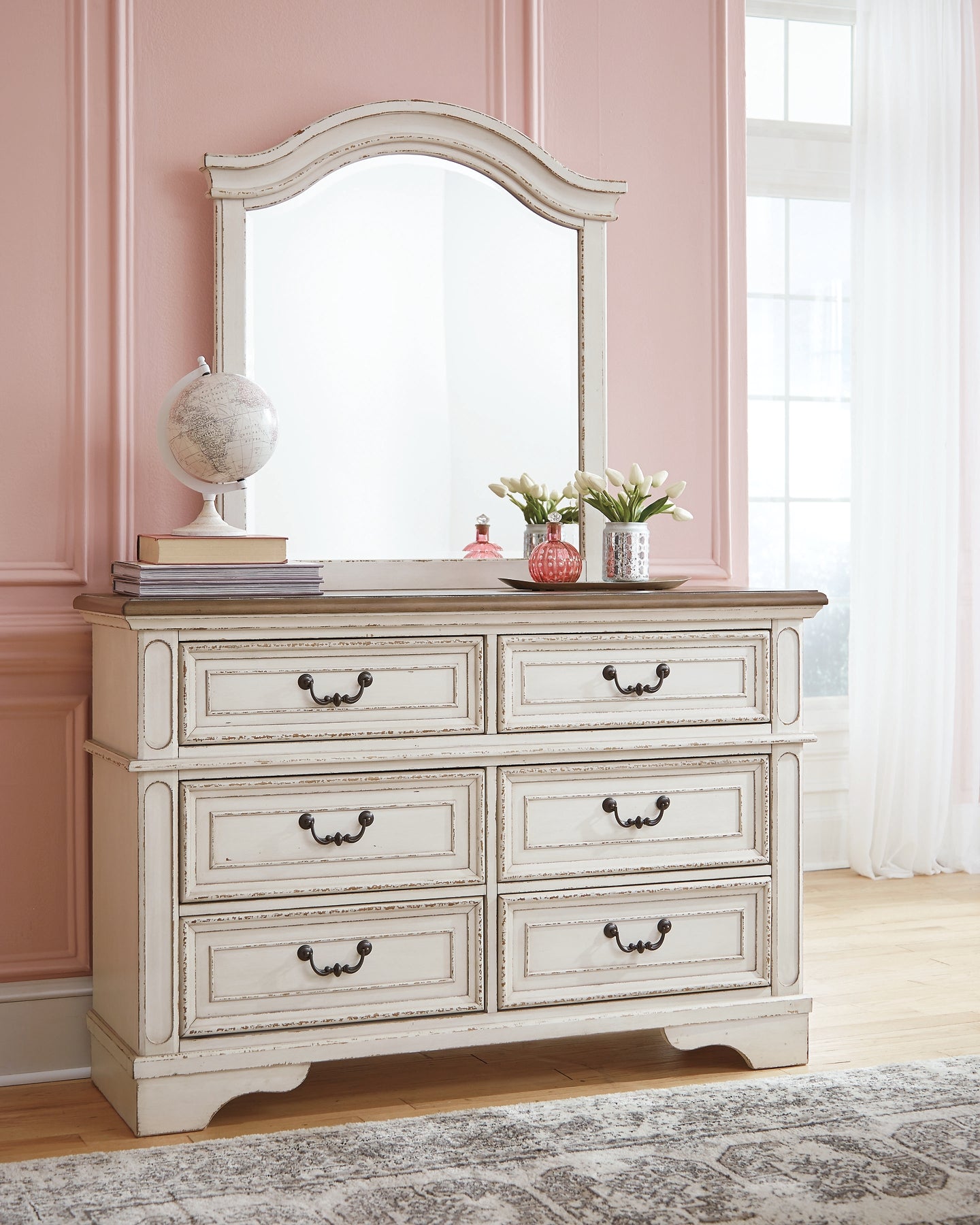 Realyn  Panel Bed With Mirrored Dresser