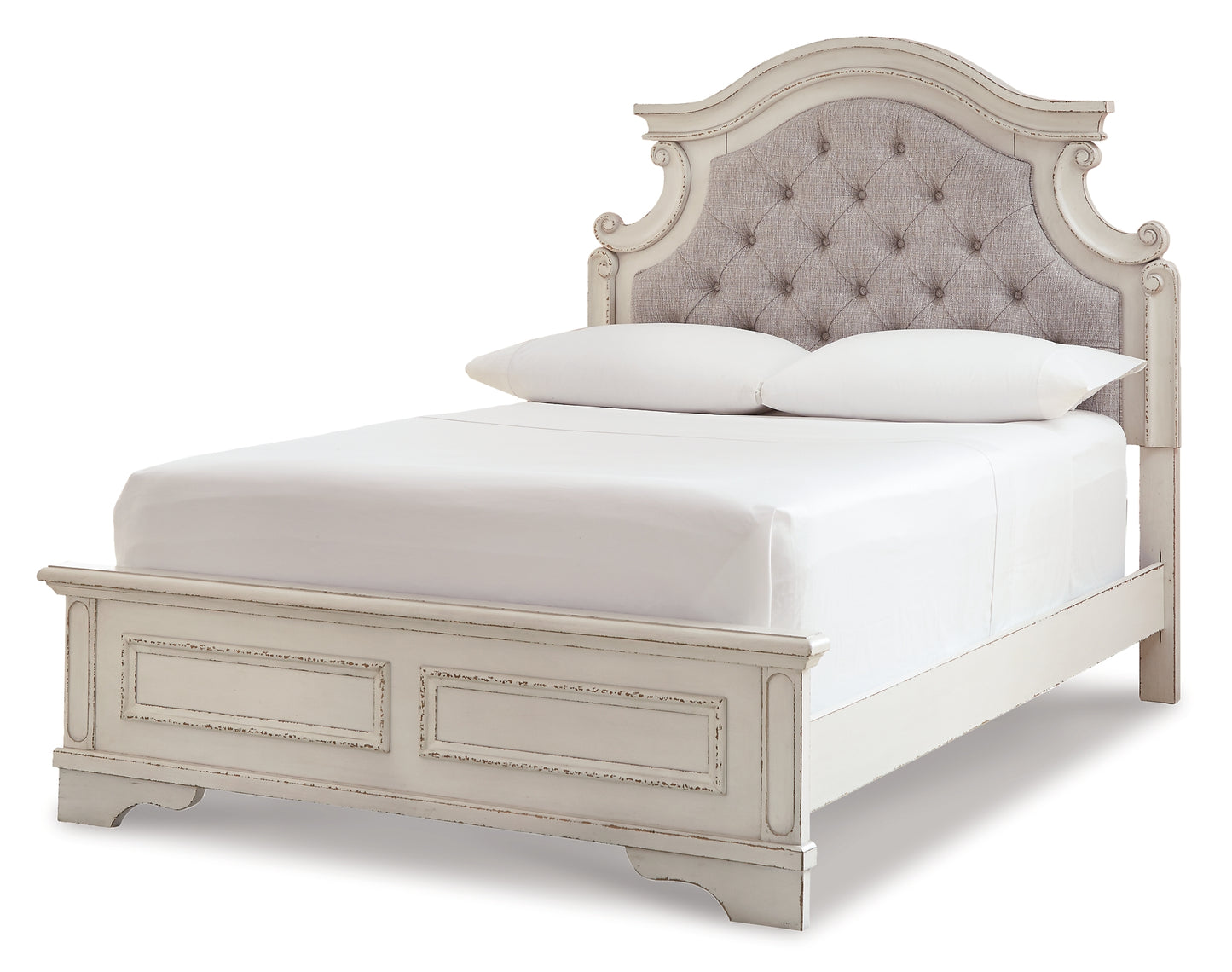 Realyn  Panel Bed With Mirrored Dresser, Chest And Nightstand