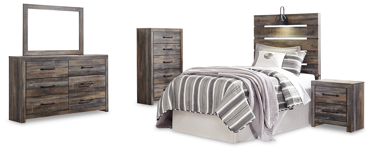 Drystan  Panel Headboard With Mirrored Dresser, Chest And Nightstand