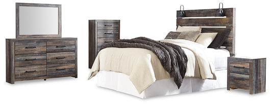 Drystan  Panel Headboard With Mirrored Dresser, Chest And Nightstand