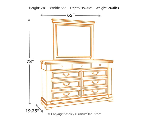 Bolanburg  Panel Bed With Mirrored Dresser And 2 Nightstands