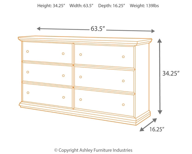 Maribel /California King Panel Headboard With Dresser