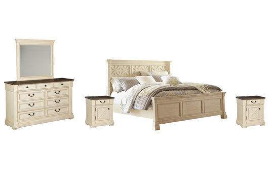 Bolanburg  Panel Bed With Mirrored Dresser And 2 Nightstands