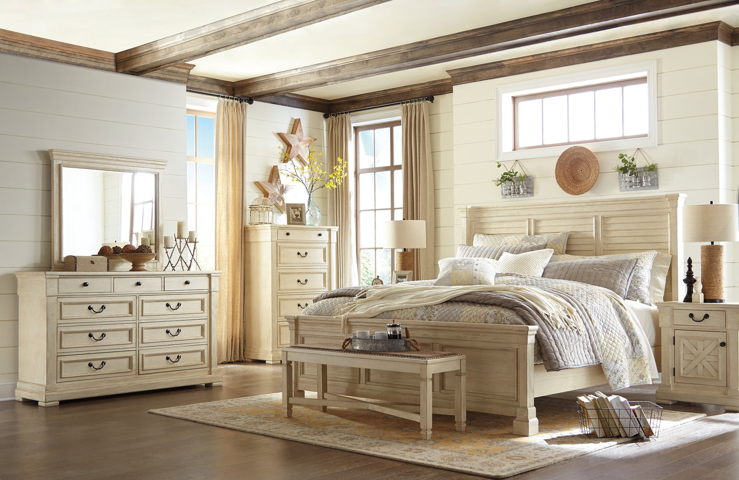 Bolanburg  Panel Bed With Mirrored Dresser