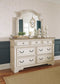 Realyn  Upholstered Panel Bed With Mirrored Dresser And 2 Nightstands