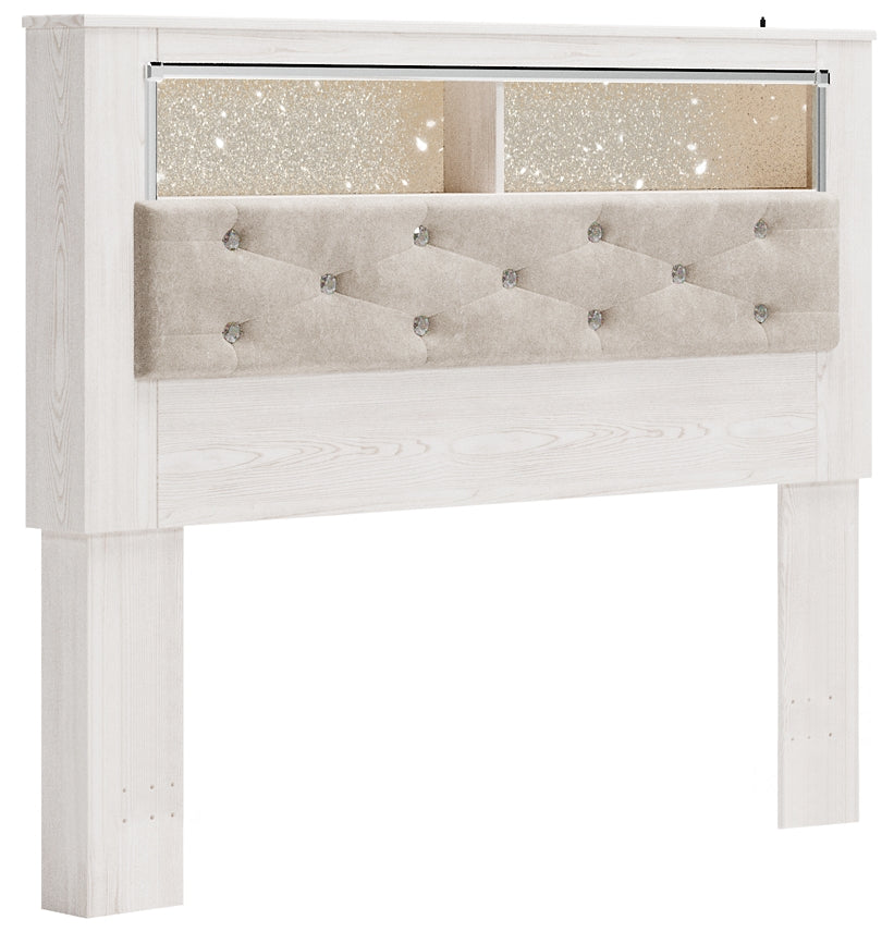 Altyra  Bookcase Headboard With Mirrored Dresser, Chest And Nightstand