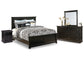 Maribel  Panel Bed With Mirrored Dresser And Nightstand