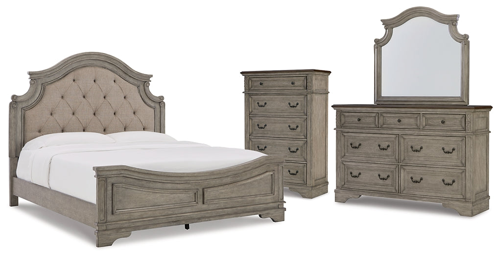 Lodenbay California  Panel Bed With Mirrored Dresser And Chest