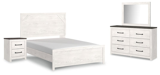 Gerridan  Panel Bed With Mirrored Dresser And Nightstand