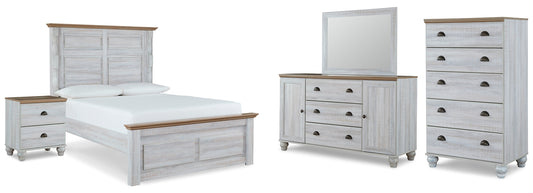 Haven Bay  Panel Bed With Mirrored Dresser, Chest And Nightstand