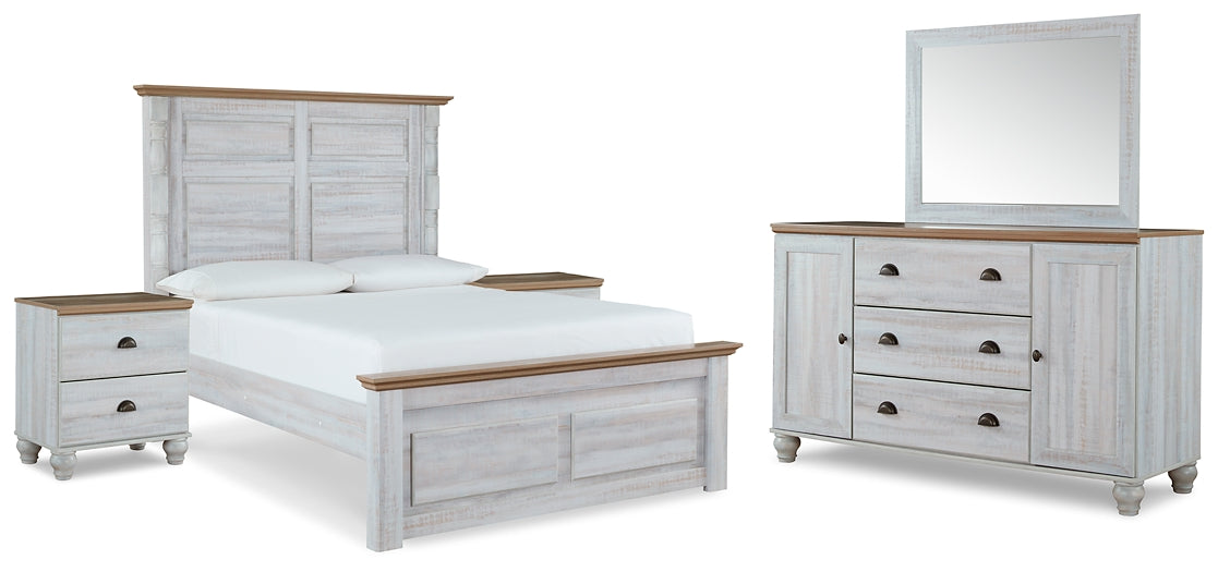 Haven Bay  Panel Bed With Mirrored Dresser And 2 Nightstands