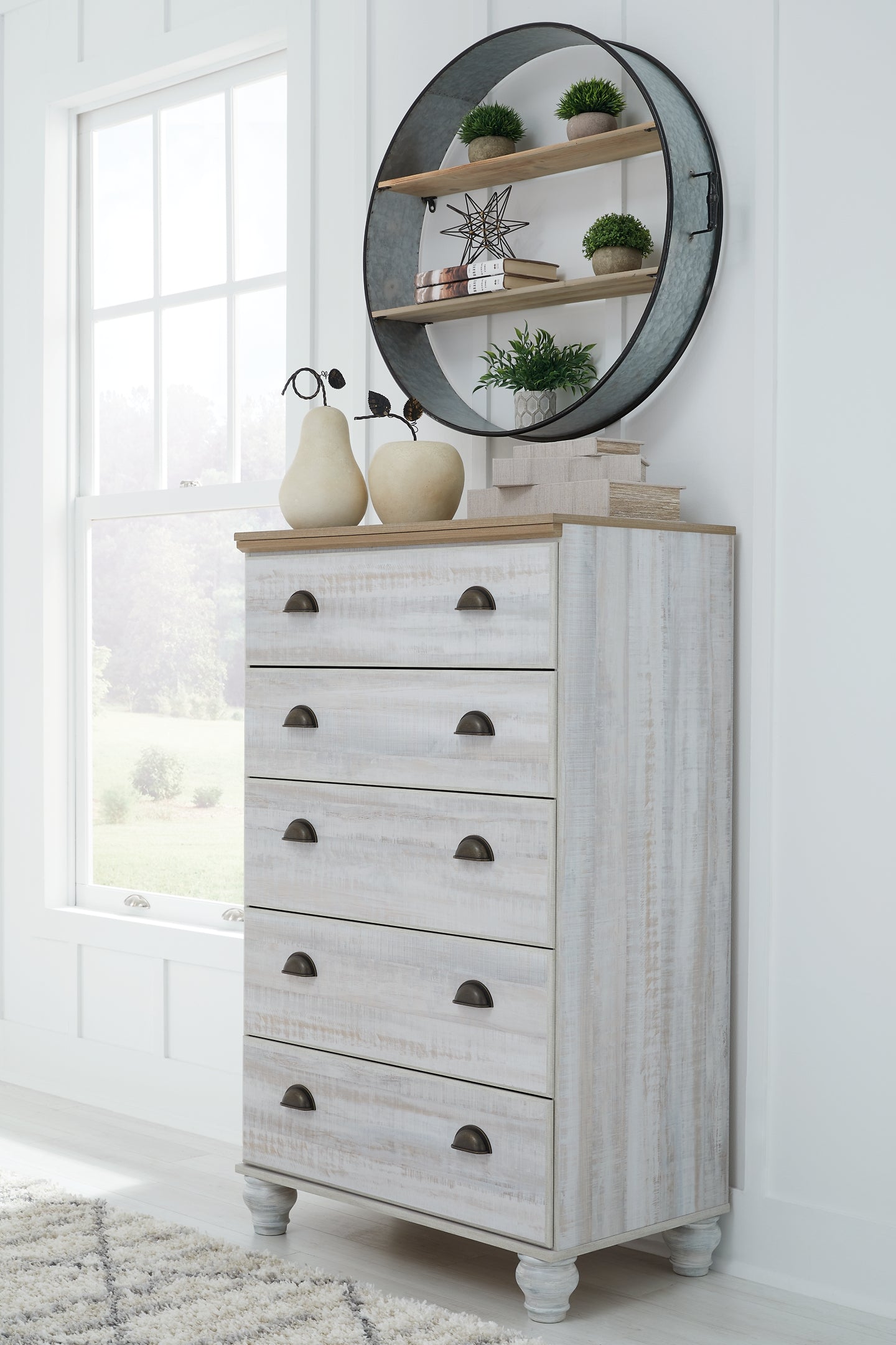 Haven Bay  Panel Bed With Mirrored Dresser, Chest And Nightstand