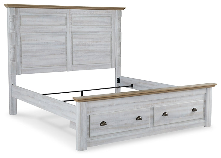 Haven Bay  Panel Storage Bed With Mirrored Dresser And Chest