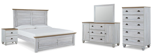 Haven Bay  Panel Bed With Mirrored Dresser, Chest And Nightstand