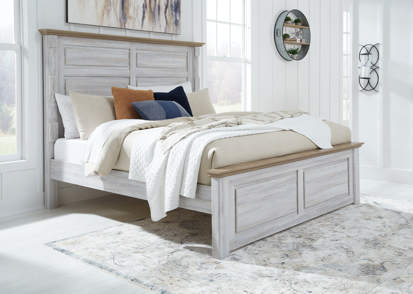 Haven Bay  Panel Bed With Mirrored Dresser And Chest