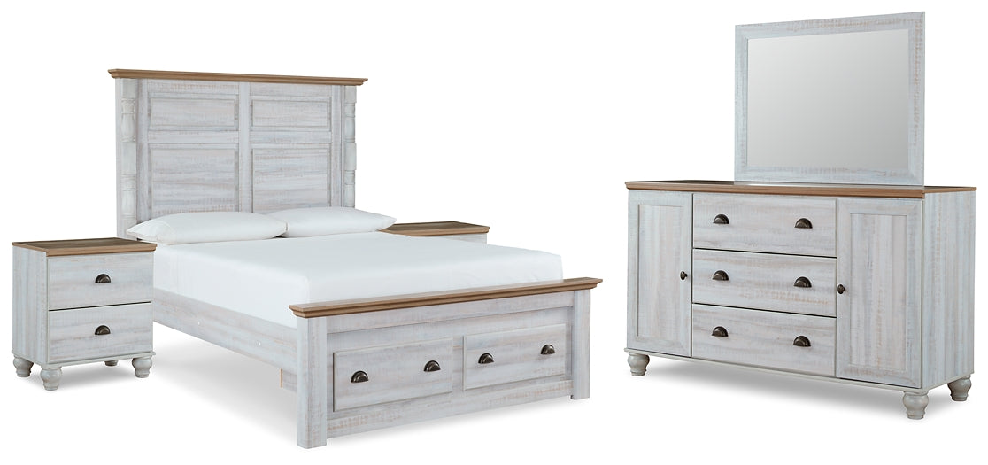 Haven Bay  Panel Storage Bed With Mirrored Dresser And 2 Nightstands