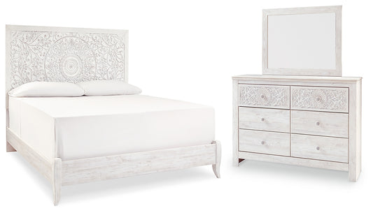 Paxberry  Panel Bed With Mirrored Dresser