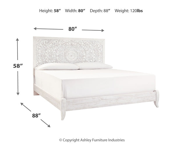 Paxberry  Panel Bed With Mirrored Dresser