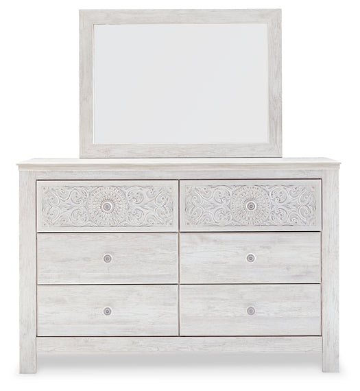 Paxberry  Panel Bed With Mirrored Dresser