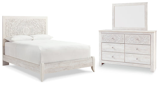 Paxberry  Panel Bed With Mirrored Dresser