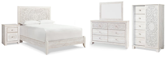 Paxberry  Panel Bed With Mirrored Dresser, Chest And Nightstand