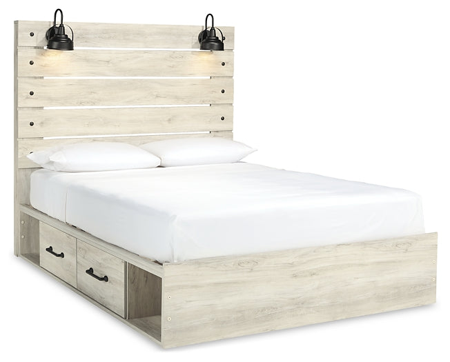 Cambeck  Panel Bed With 2 Storage Drawers With Mirrored Dresser And Nightstand