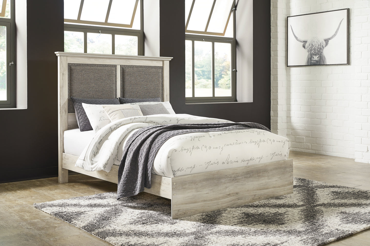 Cambeck  Upholstered Panel Bed With Dresser