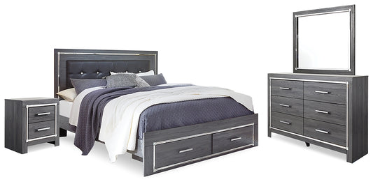 Lodanna  Panel Bed With Mirrored Dresser And Nightstand