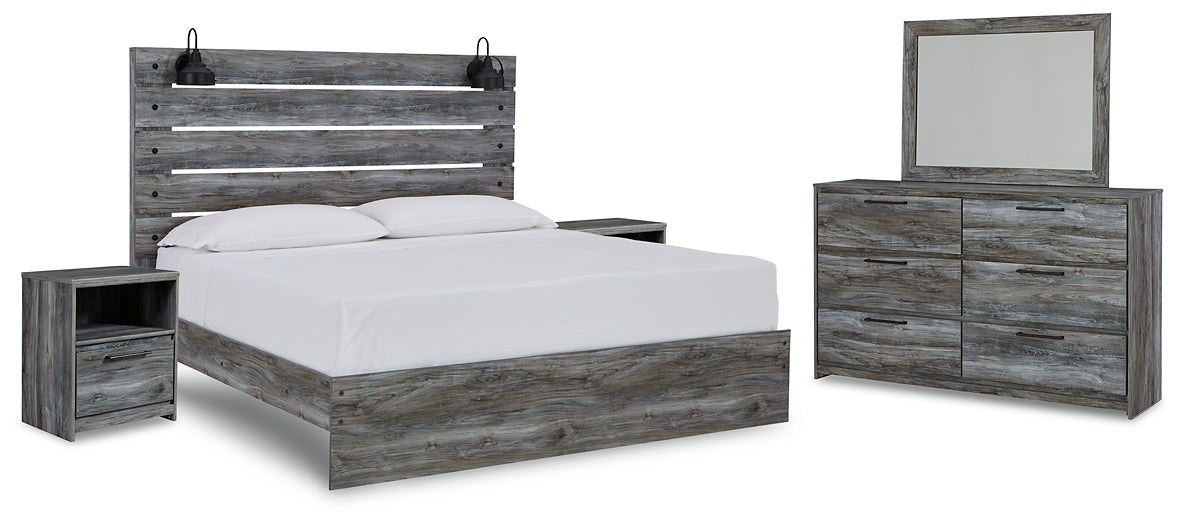 Baystorm  Panel Bed With Mirrored Dresser And 2 Nightstands