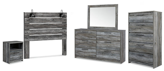 Baystorm  Panel Headboard With Mirrored Dresser, Chest And Nightstand