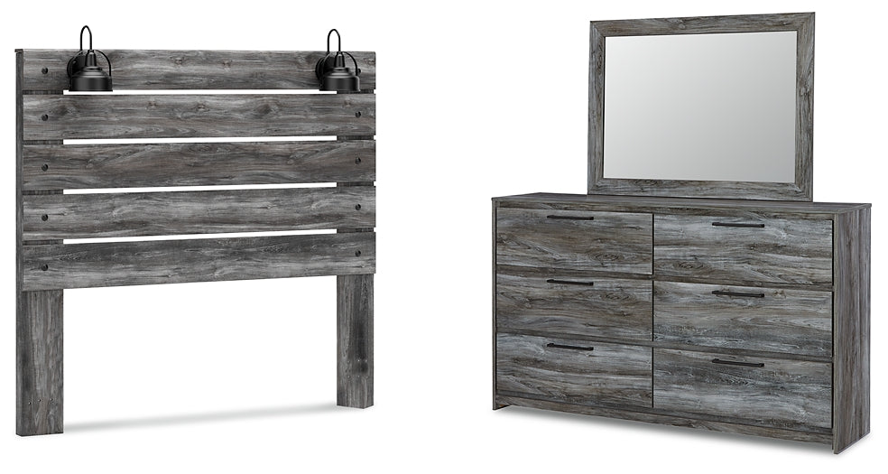 Baystorm  Panel Headboard With Mirrored Dresser