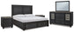 Foyland  Panel Storage Bed With Mirrored Dresser And 2 Nightstands