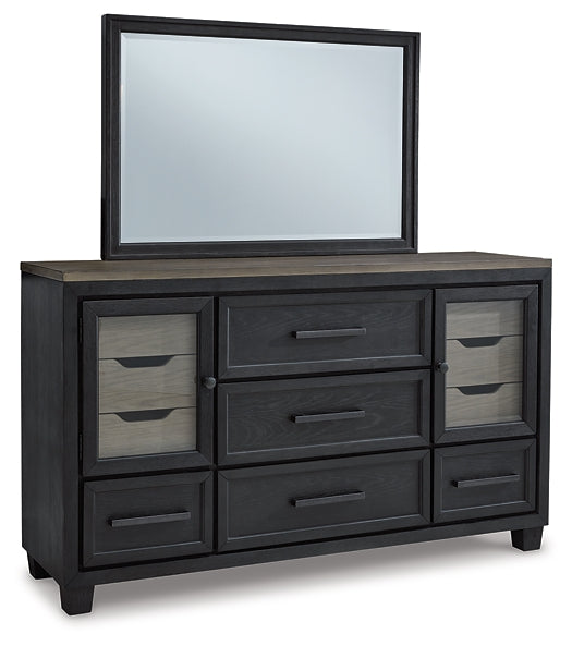 Foyland  Panel Storage Bed With Mirrored Dresser And 2 Nightstands