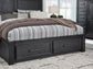 Foyland  Panel Storage Bed With Mirrored Dresser And 2 Nightstands