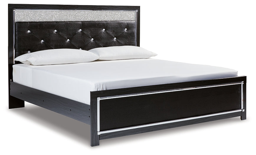 Kaydell  Upholstered Panel Platform Bed With Mirrored Dresser And 2 Nightstands