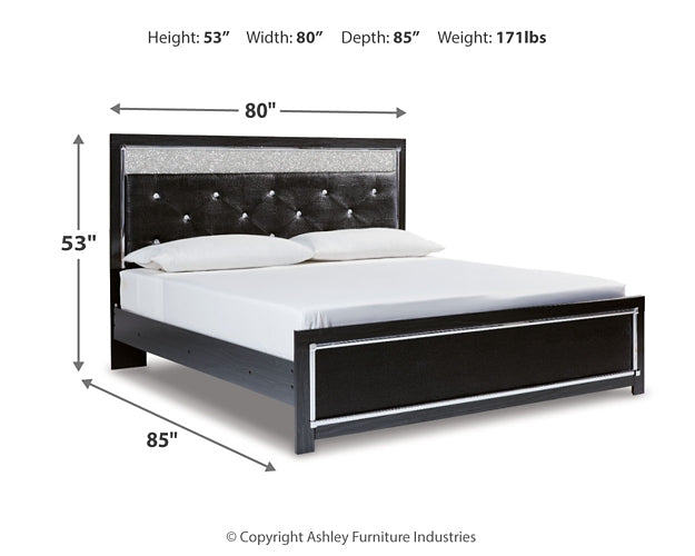 Kaydell  Upholstered Panel Platform Bed With Mirrored Dresser