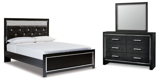 Kaydell  Upholstered Panel Bed With Mirrored Dresser