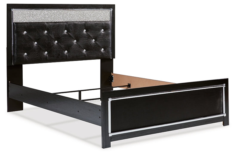 Kaydell  Upholstered Panel Bed With Mirrored Dresser And 2 Nightstands