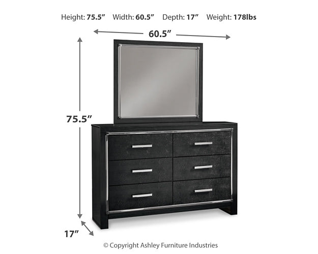 Kaydell  Upholstered Panel Headboard With Mirrored Dresser