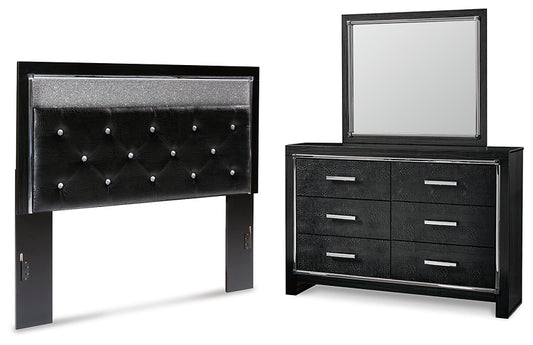 Kaydell  Upholstered Panel Headboard With Mirrored Dresser