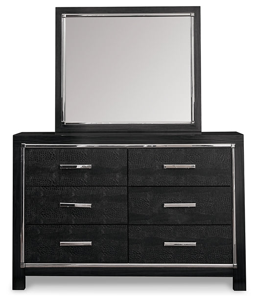 Kaydell  Upholstered Panel Storage Bed With Mirrored Dresser And Chest