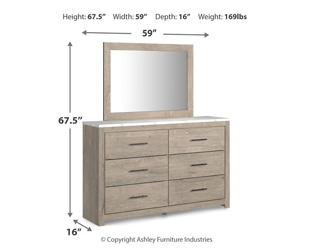 Senniberg  Panel Bed With Mirrored Dresser