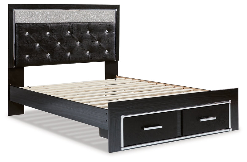 Kaydell  Upholstered Panel Storage Platform Bed With Mirrored Dresser And 2 Nightstands