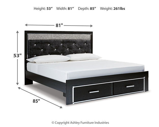 Kaydell  Upholstered Panel Storage Platform Bed With Mirrored Dresser, Chest And 2 Nightstands