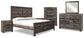 Wynnlow  Crossbuck Panel Bed With Mirrored Dresser, Chest And 2 Nightstands