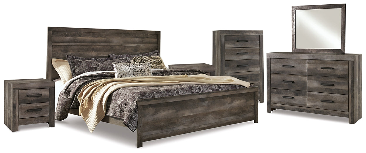 Wynnlow  Panel Bed With Mirrored Dresser, Chest And 2 Nightstands